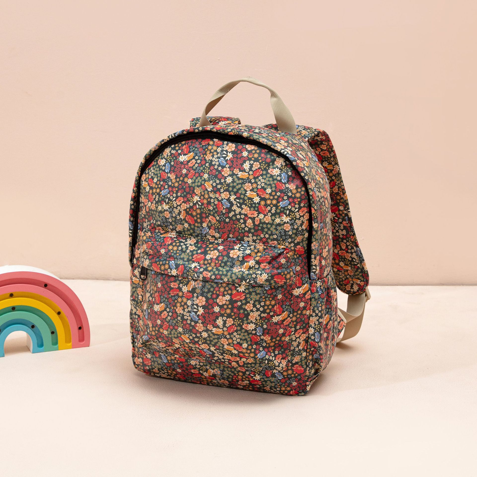 dodos land floral dark Σακίδιο Πλάτης – Dark Floral Backpack - Image 1