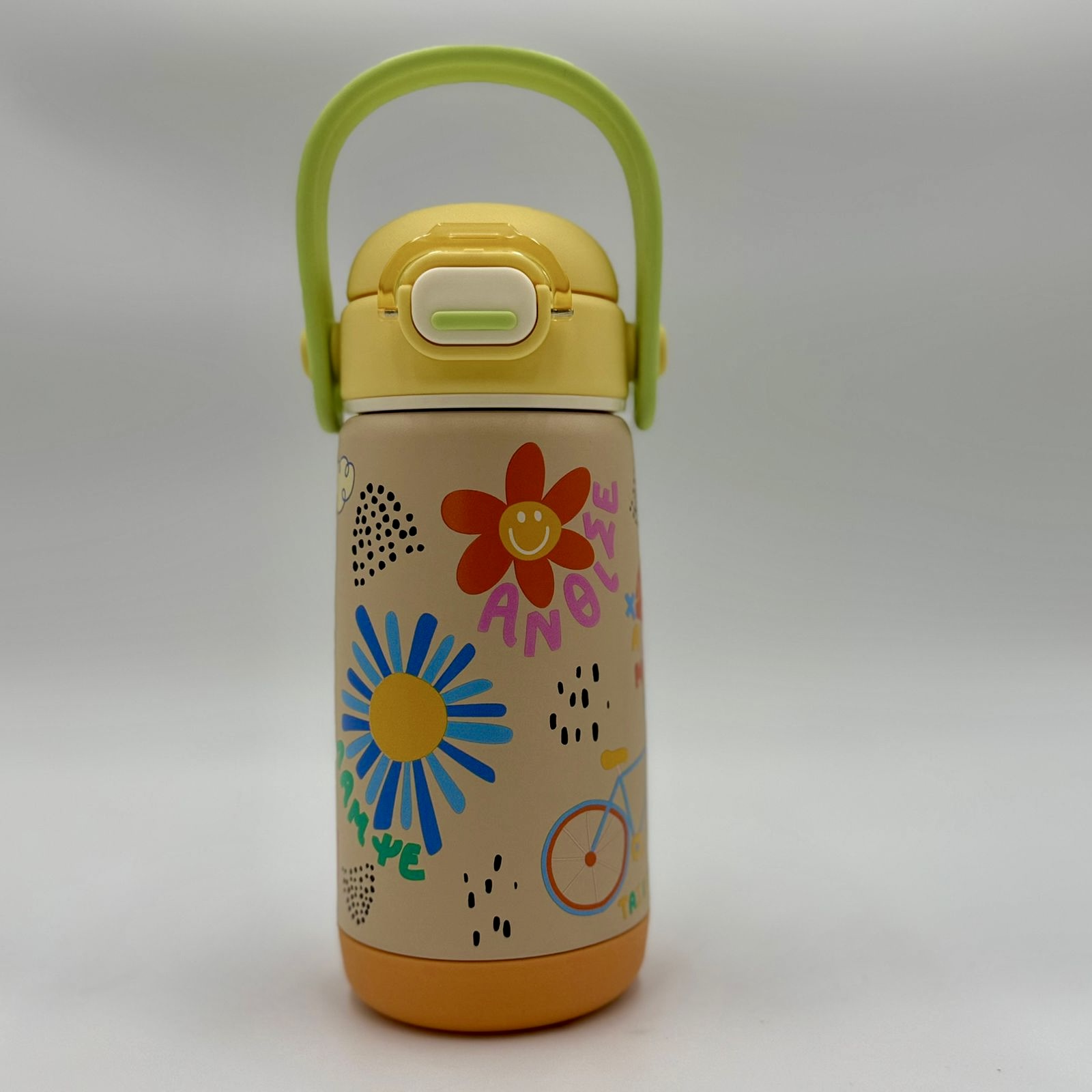 cd8b7293-a046-40aa-8aa1-72d291d57b9a Happy Life- Kids Thermos 420ml - Shades of Yellow - Image 1