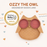 Ozzy the Owl Dusty Pink- Πιάτο σιλικόνης με βεντούζα και αποσπώμενα χωρίσματα