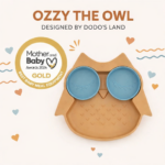 Ozzy the Owl - Dusty Blue- Πιάτο σιλικόνης με βεντούζα και αποσπώμενα χωρίσματα